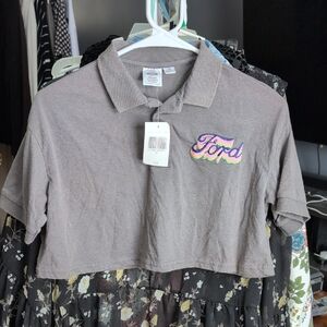 Ford Cropped Polo Shirt with Multicolor Logo